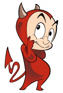 Little devil cartoon in red costume